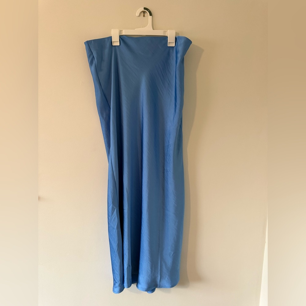 Blue Satin Maxi Skirt